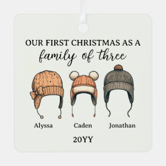 Family of Three Metal Ornament