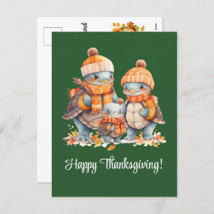 Family of Turtles Happy Thanksgiving Holiday Postcard