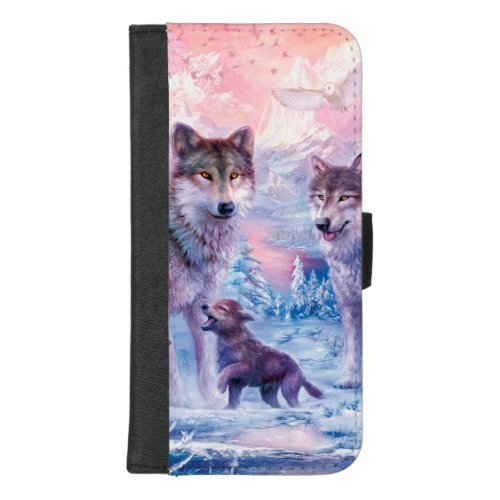 Family Of Wolves Painting iPhone 87 Plus Wallet Case
