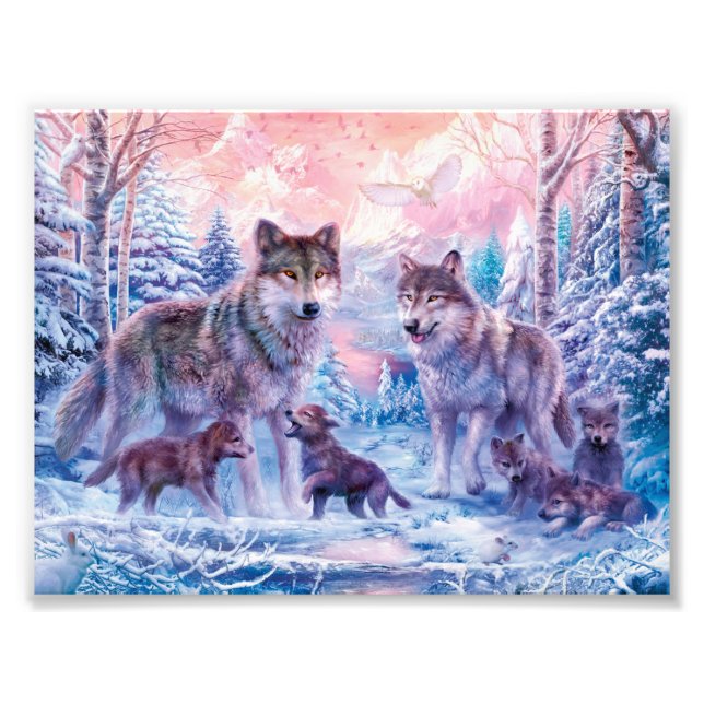 Family Of Wolves Painting Photo Print (Front)