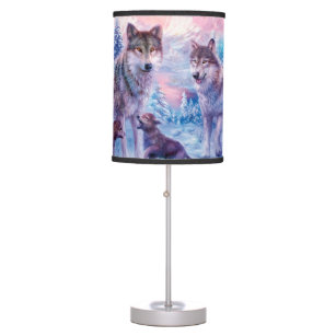 Family Of Wolves Painting Table Lamp