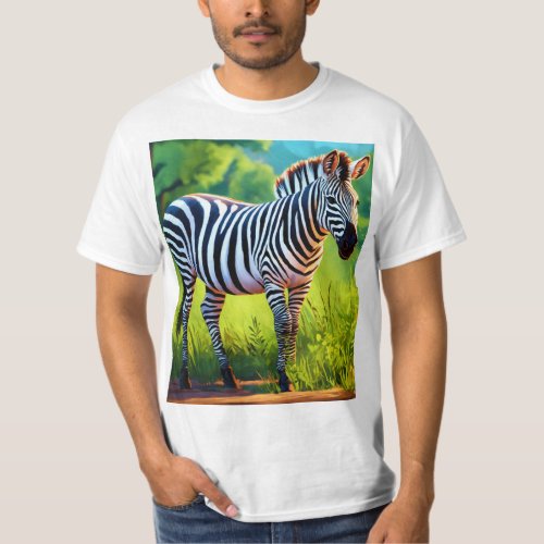 family of zebras grazing on grass in a savanna T_Shirt