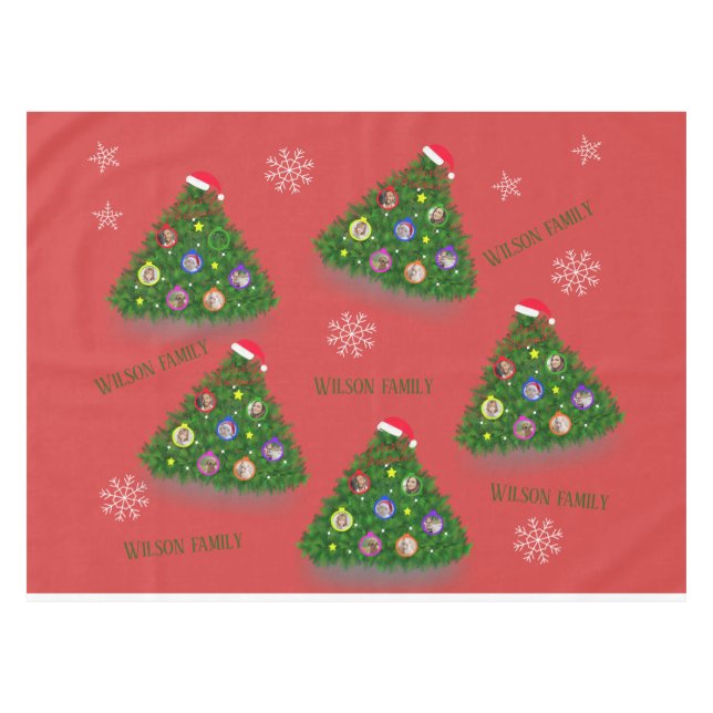 Family on Christmas Tree  Tablecloth (Front (Horizontal))