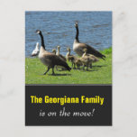 [ Thumbnail: Family On The Move + Canada Geese On The Grass Postcard ]