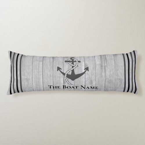 Family or Boat Name Gray Anchor Rope Nautical Body Pillow