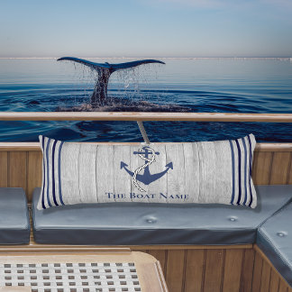 Family or Boat Name Navy Anchor Rope Nautical Body Pillow