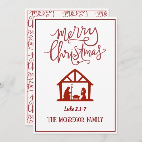 Family or Business Name Nativity Merry Christmas Holiday Card