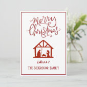 Family or Business Name Nativity Merry Christmas Holiday Card (Standing Front)