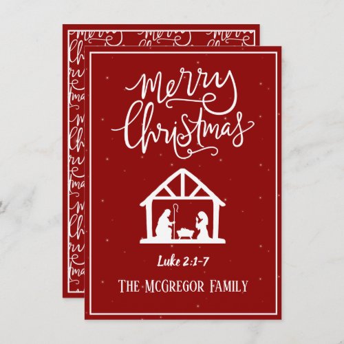 Family or Business Name Nativity Merry Christmas Note Card