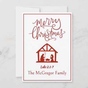 Family or Business Name Nativity Merry Christmas Note Card