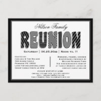 Family or Class Reunion B/W Pattern Invitation