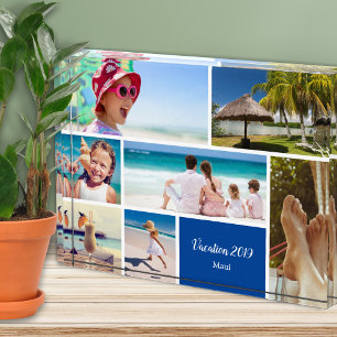 Family or Couple Vacation 7 Photo Keepsake, Blue Block