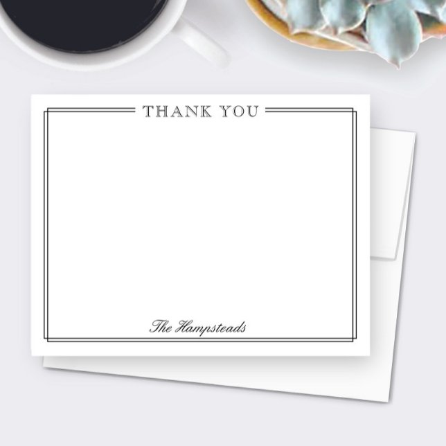 Family or Couples Elegant Black Script Stationery Thank You Card (Creator Uploaded)