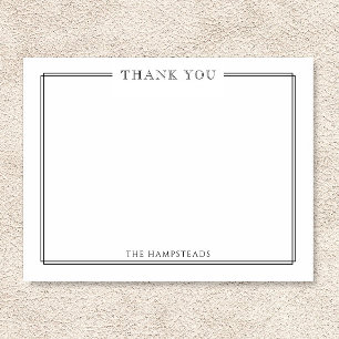 Family or Couples Elegant Black White Stationery Thank You Card