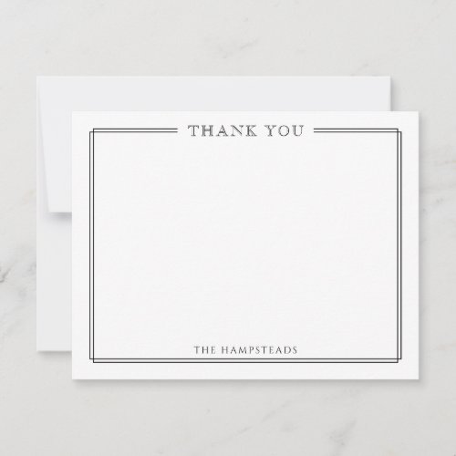 Family  or Couples Elegant Black White Stationery Thank You Card