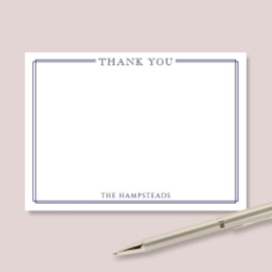 Family or Couples Elegant Dark Blue Thank You Note Card