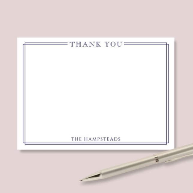 Family or Couples Elegant Dark Blue Thank You Note Card (Creator Uploaded)