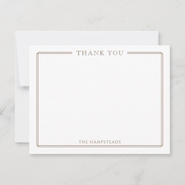 Family  or Couples Elegant Dark Brown Stationery Thank You Card (Front)