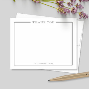 Family or Couples Elegant Dark Gray Stationery Thank You Card