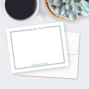 Family or Couples Elegant Hunter Green Stationery Thank You Card