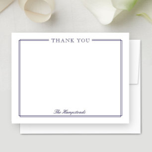 Family or Couples Elegant Script Blue Stationery Thank You Card
