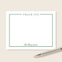 Family or Couples Elegant Script Green Stationery