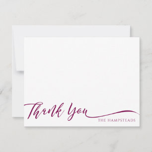 Family or Couples Elegant Script Wine Stationery Thank You Card