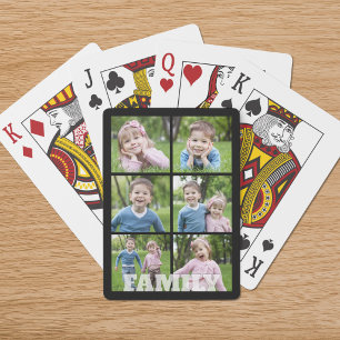 Family or Name 6 Photos Custom Color Poker Cards