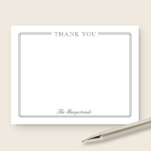 Family or Wedding Elegant Script Gray Stationery Thank You Card