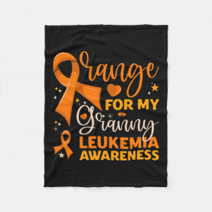 Family Orange For My Granny Leukemia Awareness Fleece Blanket
