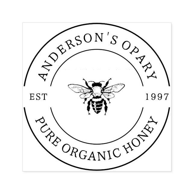 Family Owned Apiary Rustic Round Honey  Rubber Stamp (Imprint)