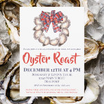 Family Oyster Roast Oyster Wreath Plaid Ribbon  Invitation