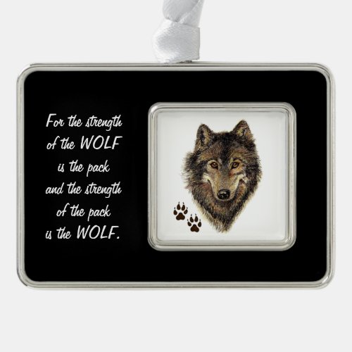 Family Pack Strength Quote Wolf Head Animal Art Ornament