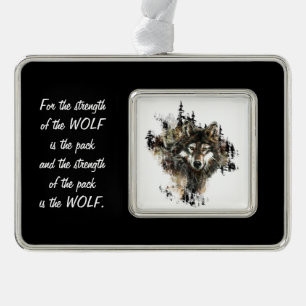 Family Pack Strength Quote Wolf Mountain Art Ornament
