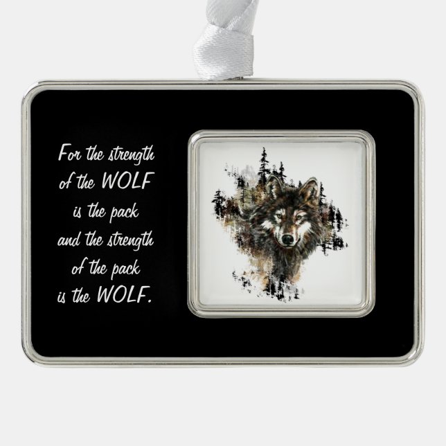 Family Pack Strength Quote Wolf Mountain Art Ornament (Front)