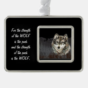 Family Pack Strength Quote Wolf Mountain art Ornament
