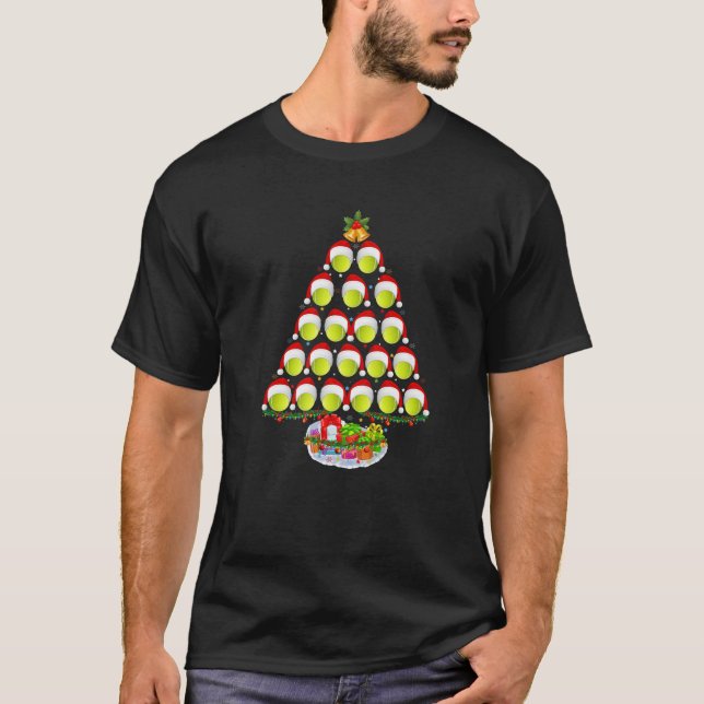Family Pajama Sets Christmas Matching Tennis Balls T-Shirt (Front)