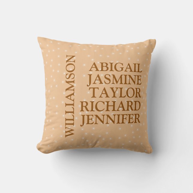 Family Parents Children Kids Names Surname Throw P Throw Pillow (Front)