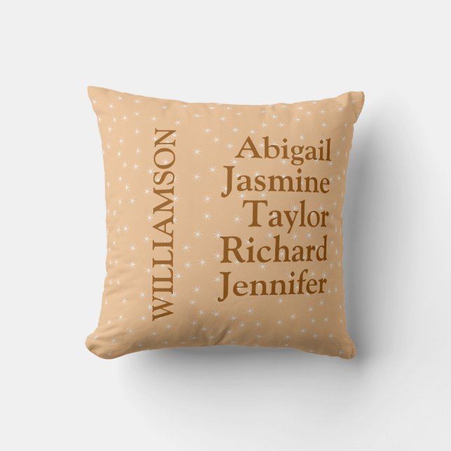 Family Parents Children Kids Names Surname Throw Pillow (Front)