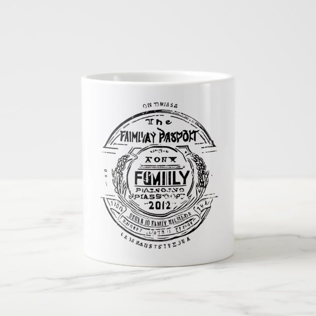 Family Passport Stamp Personalized Custom Travel  Giant Coffee Mug (Front)