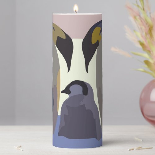 Family Penguins Pillar Candle