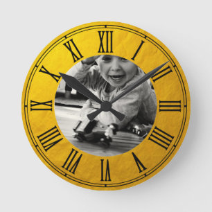 Family personalised golden vintage Photo / custom Round Clock