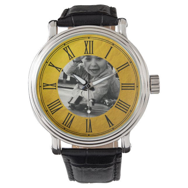 Family personalised golden vintage Photo / custom  Watch (Front)