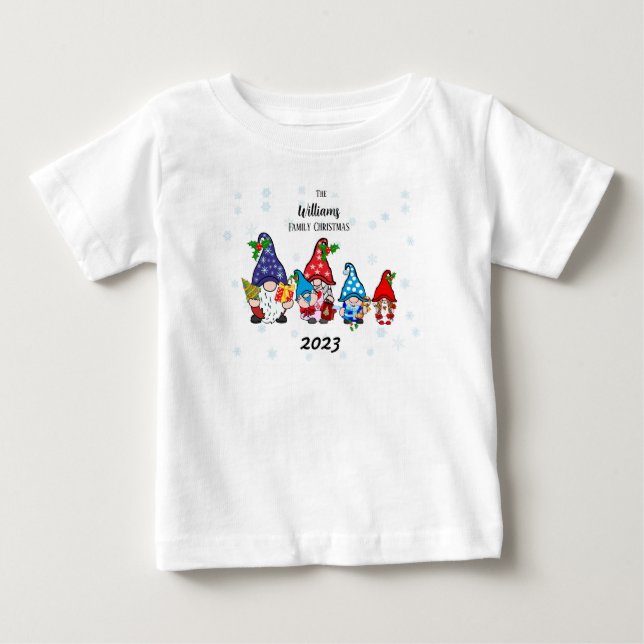 Family Personalized Baby's Family Gnomes boy baby T-Shirt (Front)