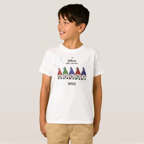 Family Personalized Boys Merry Gnomes T_Shirt