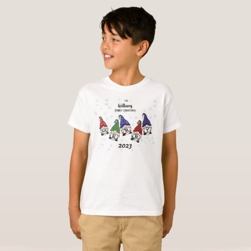 Family Personalized Boys Scattered Merry Gnomes T_Shirt