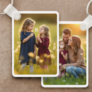 Family Personalized Custom Two Photo Double  Keychain