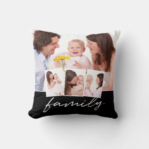 Family Personalized Family Photo Collage Throw Pillow