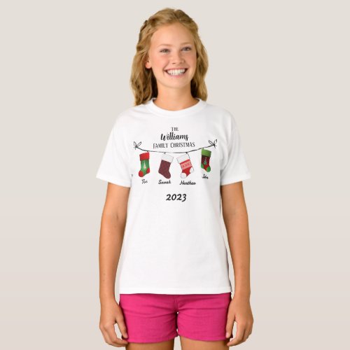 Family Personalized Girls Stockings T_Shirt