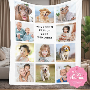 Family Personalized Modern 11 Pictures Collage  Sherpa Blanket